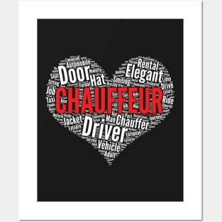 Chauffeur Job Driver Heart Shape Word Cloud Design print Posters and Art